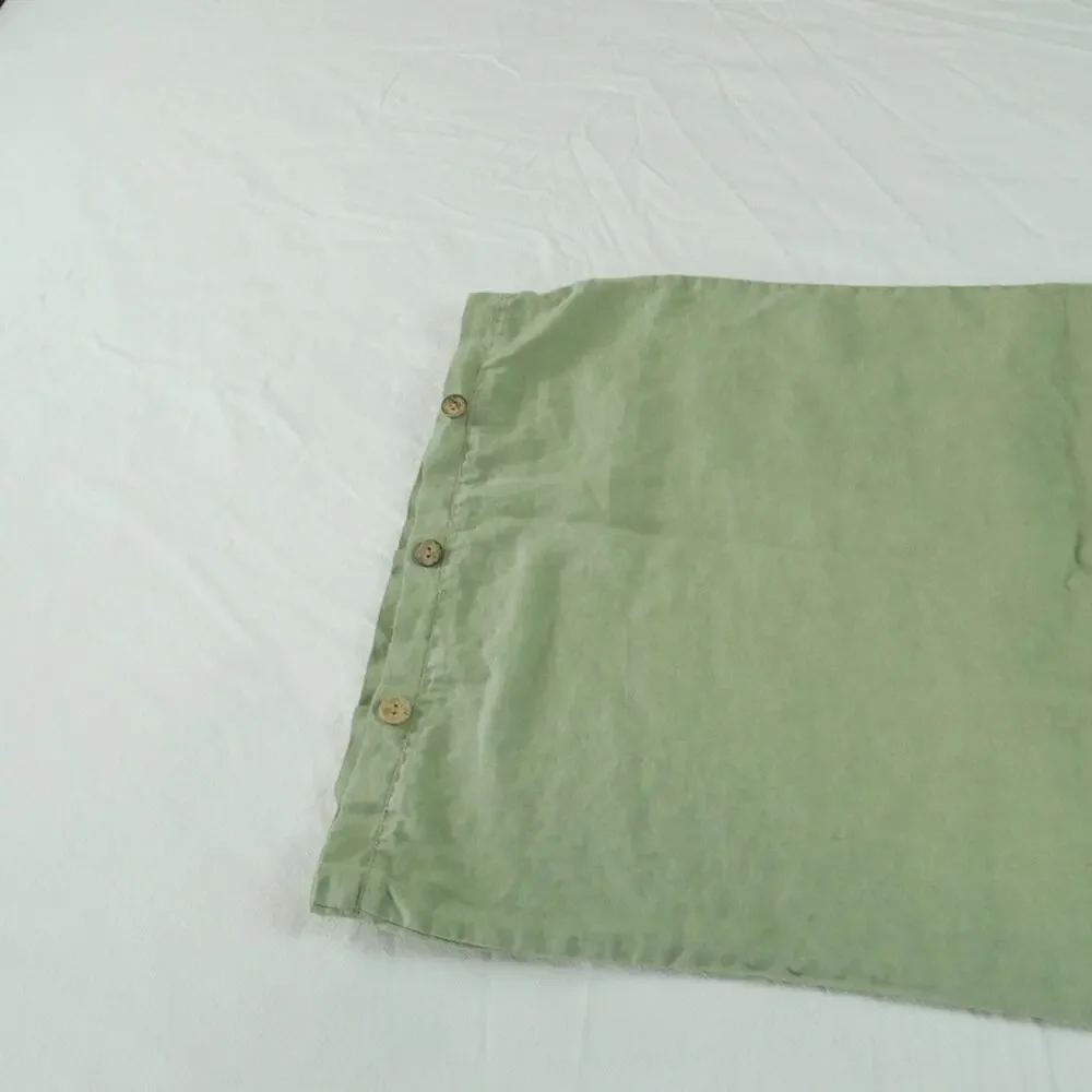 Simple Opulence 100% Linen Pillowcase Button Closure Green King 35” x 20” Modern